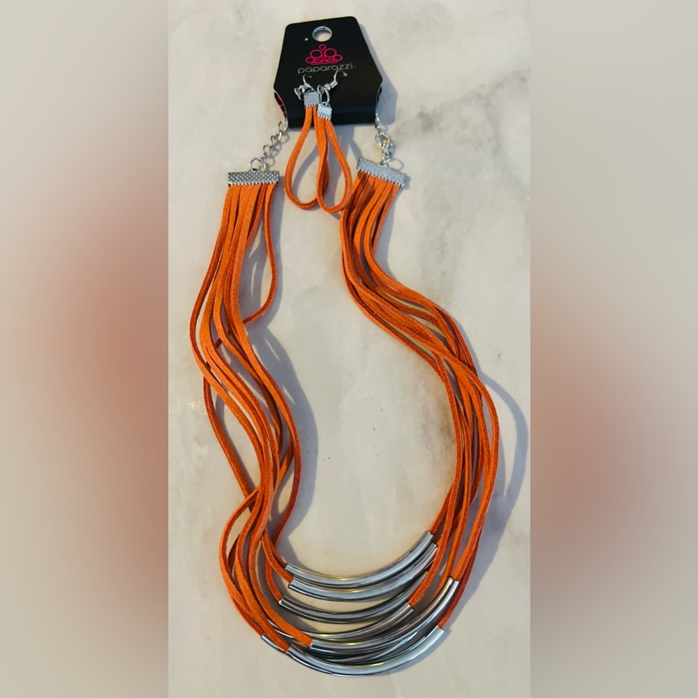 Orange cord jewelry set